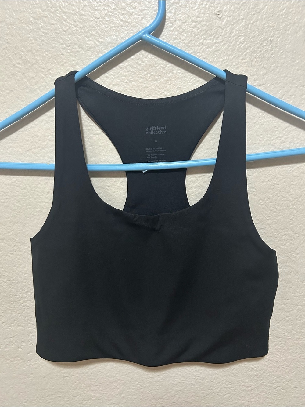 NWOT Girlfriend Collective Paloma Bra Black Sports Bra Athleisure Yoga S XS